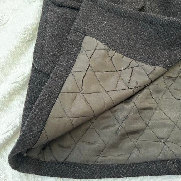 Vintage J.Crew Wool Mohair Herringbone Coat Midi Dark Chocolate Brown Size M - Picture 5 of 8